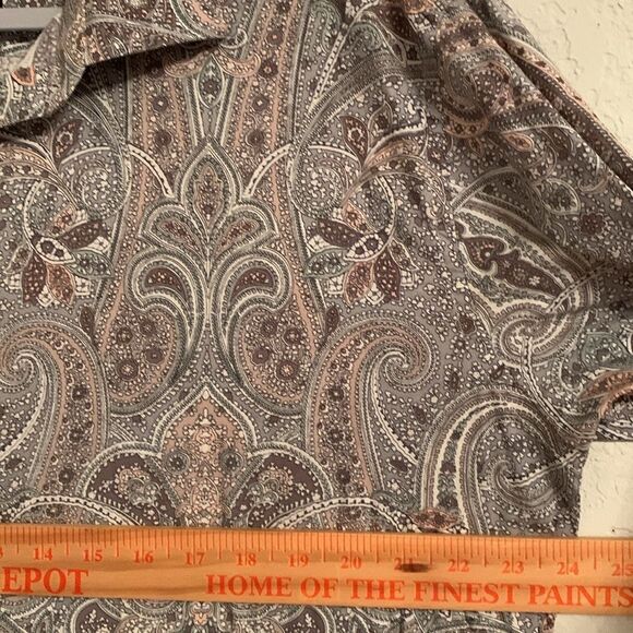 Stacy Adams Gray and Brown Casual Button Down Shirt Men’s Size 17,5/36-37 - Picture 4 of 8